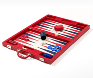 Luxury Backgammon Set in Red Leatherette by Dal Negro