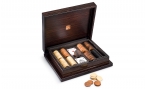 Lacquered Macassar Poker Set in Brown Leather (1)
