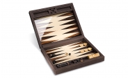 Macassar Ebony Backgammon Set in Brown Leather (1)